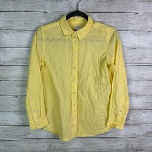 J Crew Factory Linen Blend Button Down Shirt Yellow Size XS Petite